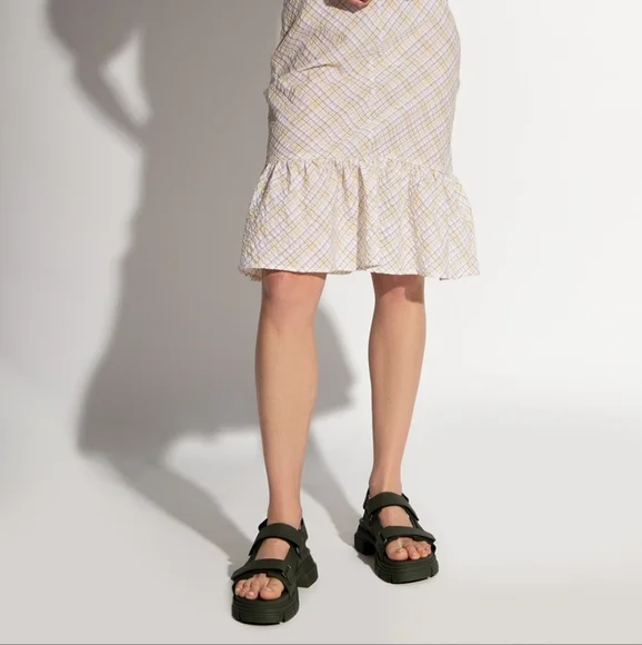 NWT GANNI Recycled Rubber Chunky Logo Platform Black Sandals Flatform Lugged - Picture 3 of 15